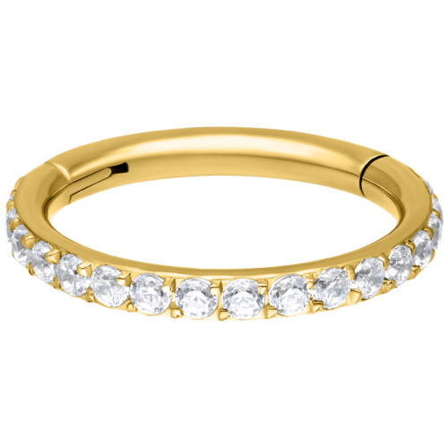 Goldener Piercingring mit klaren Kristallen, 6,0 mm Durchmesser