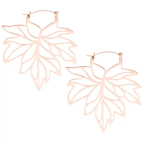 Autumn Leaf Hoops - Rosegold