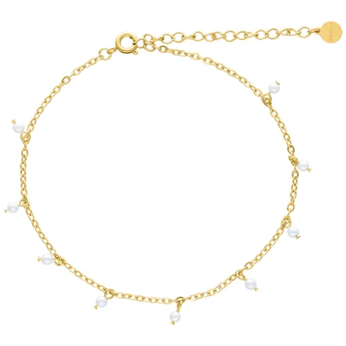 Little Synthetic Pearl Fußkettchen - Golden Metal