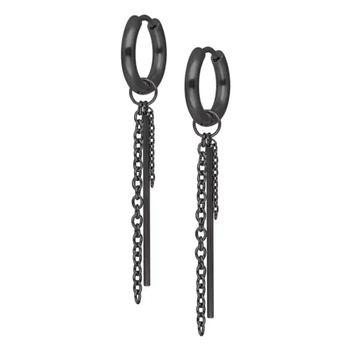Little Bar Chain Hoops - Black Metal