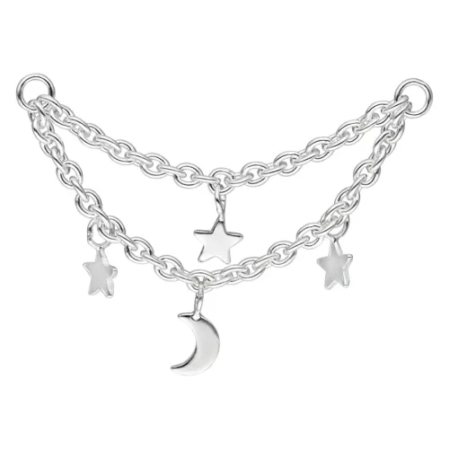 Moon & Stars Piercing Connection Double Chain<!--63bc0c8f603cb-->