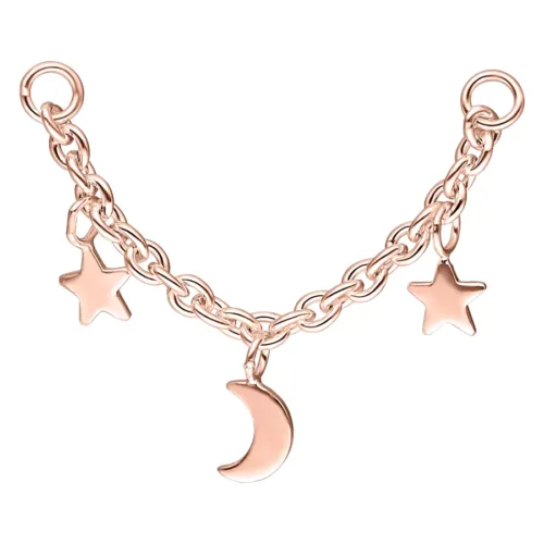 Moon & Stars Piercing Connector Chain <!--63bc0767a6cdd--> - Rosegold