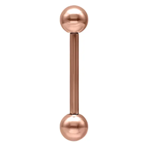 Roségoldenes Barbell mit Außengewinde auf weißem Hintergrund
