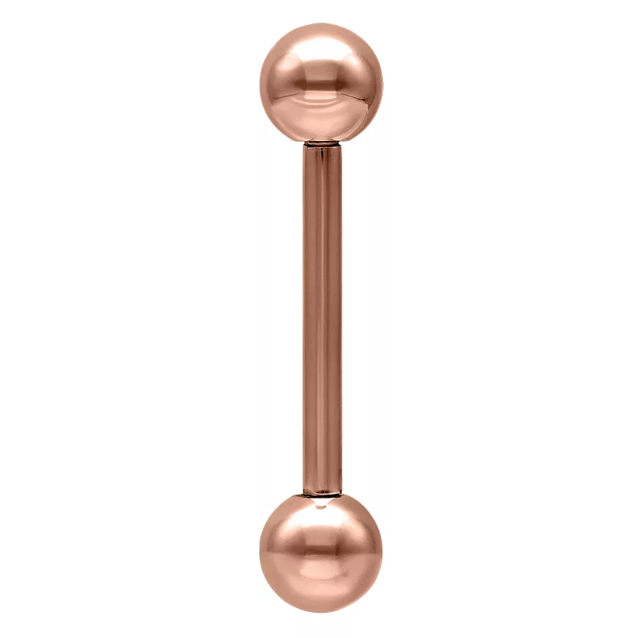 Roségoldenes Barbell mit Außengewinde auf weißem Hintergrund