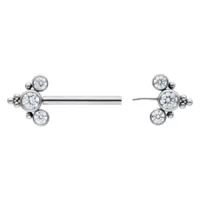 Sonya Barbell 12 mm Silber Titan Piercing Silberne Sonya Barbell aus Titan, 12 mm Länge, mit klaren Kristallen auf weißem Hintergrund