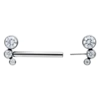 Amalia Barbell in Silber, 16 mm mit Kristallen Silberne Amalia Barbell 16 mm mit klaren Kristallen auf weißem Hintergrund