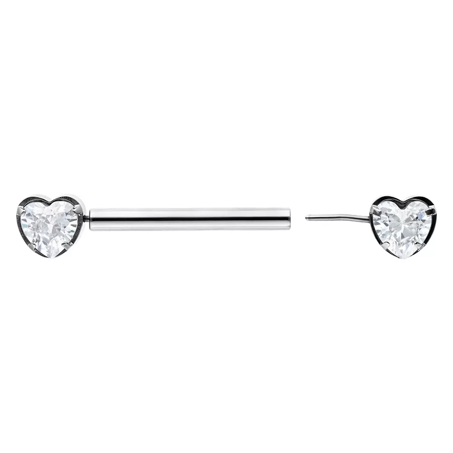 Herz Barbell Titan 12mm Silber Wildcat Silberfarbener Herz Barbell aus Titan mit 12mm Länge auf weißem Hintergrund