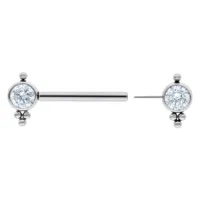 Silberner Luana Barbell mit Kristall, 12 mm Silberner Barbell aus Titan mit kristallklaren Steinen, Länge 12 mm