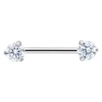 Candy Barbell aus Titan mit Kristallen Silberner Candy Barbell mit kristallklaren Kristallen auf weißem Hintergrund