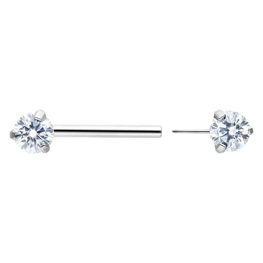 Silberner Candy Barbell mit Kristall 12 mm Silberner Candy Barbell, Titan, 12 mm Länge, klarer Kristall