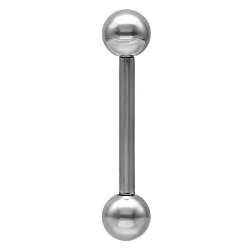 Silbernes Titan Barbell Piercing mit Außengewinde auf weißem Hintergrund