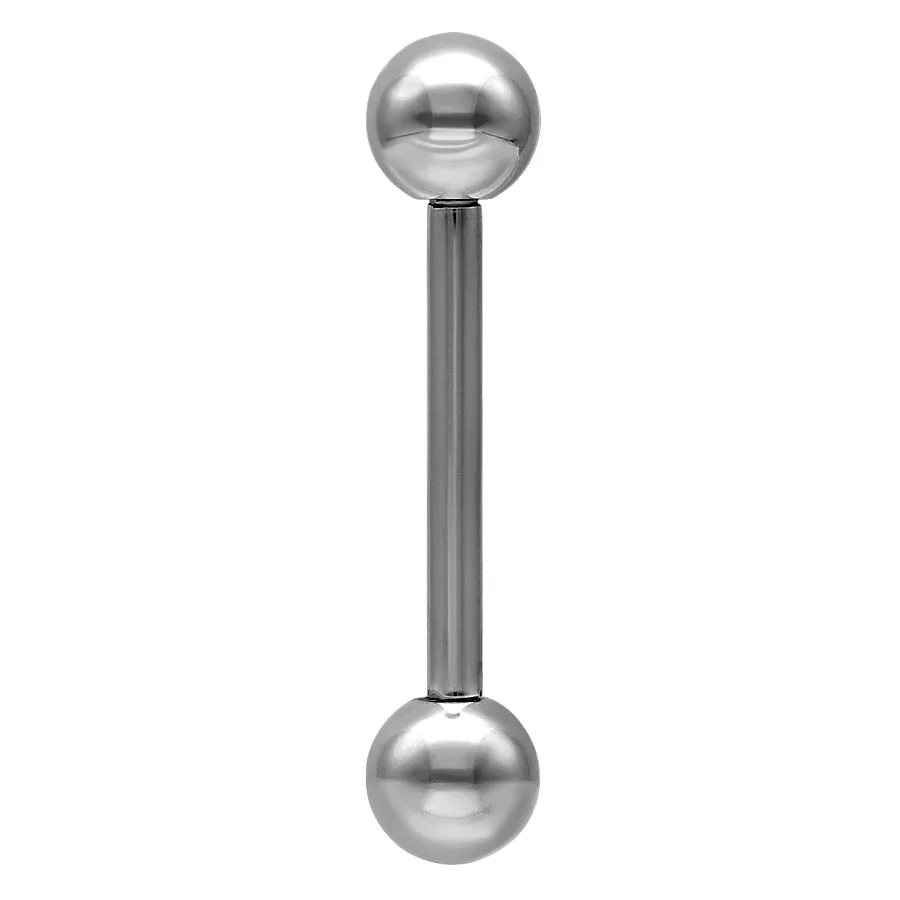 Silber Titan Barbell Piercing 1,2 mm Silbernes Titan Barbell Piercing mit Außengewinde auf weißem Hintergrund