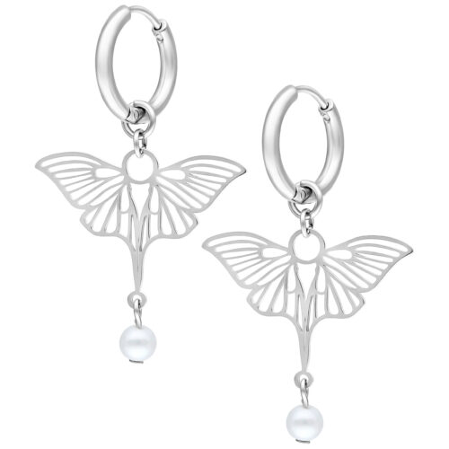 Little Synthetic Pearl Dragonfly Hoops