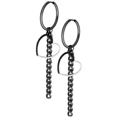 2 Coloured Heart Hoops - Black Metal