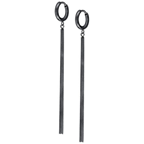Little Snake Chain Hoops (pair) - Black Metal