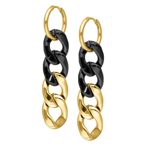 Silver Chain Dangle Hoops<!--639b558ec7801--> - Golden Metal