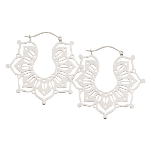 Magnolia Hoop Earrings<!--6357ddd5bb15c--> - Silvercoloured Metal