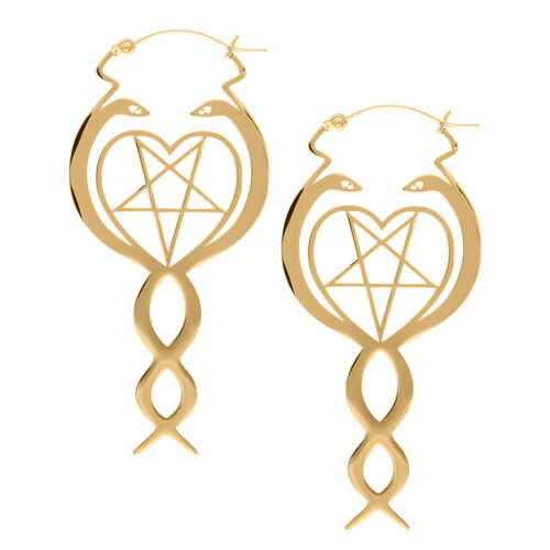 Snake Pentagram Hoop Earrings