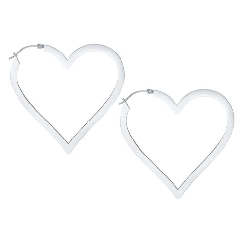 Silver Heart Hoop Earrings