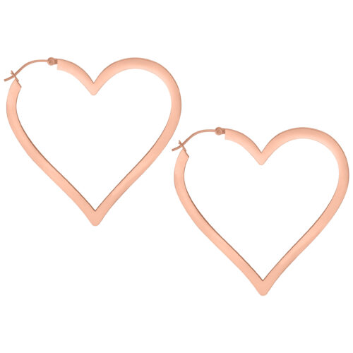 Silver Heart Hoop Earrings - Rosegold