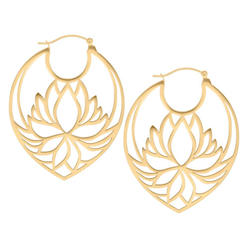 Silver Lotus Flower Earrings