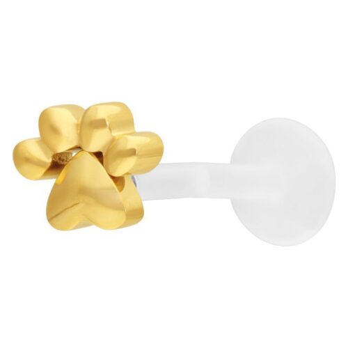 Little Paw Screwing Labret Stud<!--6357dac3435eb--> - Golden Metal