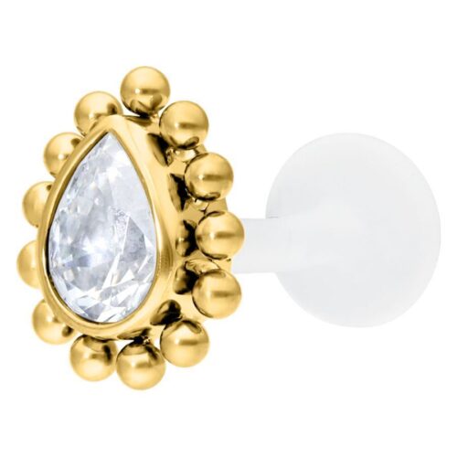 Crystal Teardrop Screwing Labret Stud<!--6357dadef26a7-->