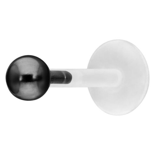 Ball Push-Fit Labret Stud Labret Jewellery <!--6357dafd399e1--><!--636e78ce909f5--> - Black Metal