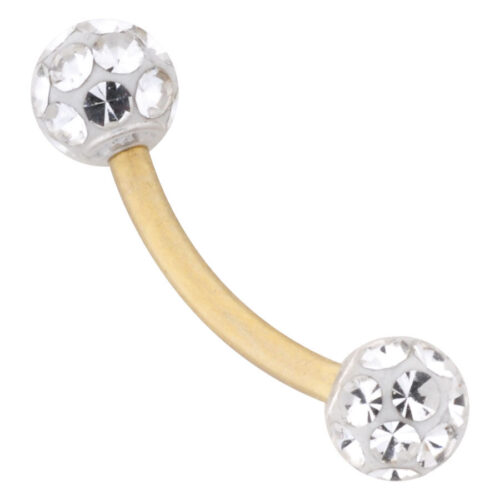 Sealed Gold Titanium Curved Barbells Multi Jewelled Belly Bars