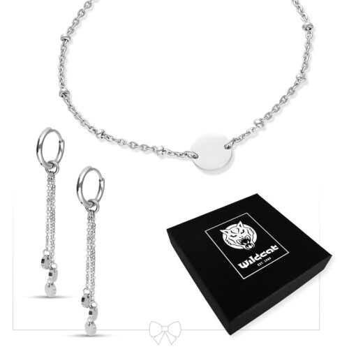 Plate Bracelet with Hoops Set