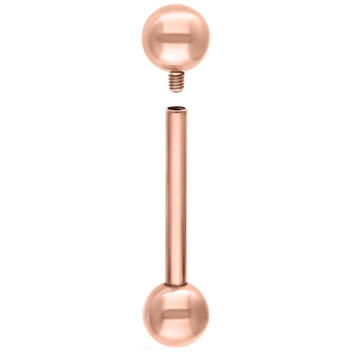 Roségoldener Mikro Barbell aus Titan, Außengewinde, weißer Hintergrund
