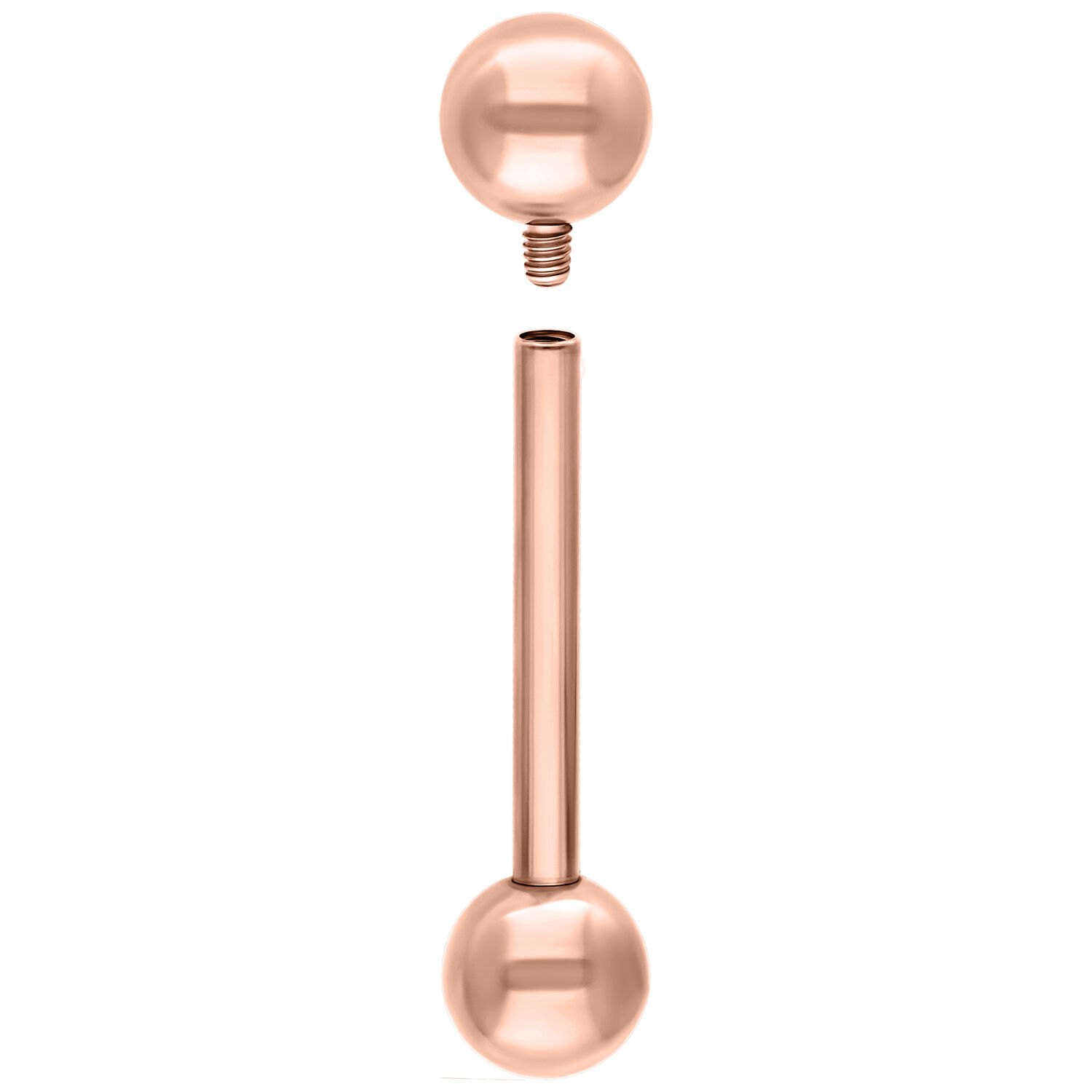 Feiner Mikro Barbell in Roségold Titan Roségoldener Mikro Barbell aus Titan, Außengewinde, weißer Hintergrund