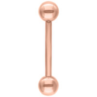 Feine Micro Barbell Titan Roségold Roségoldene Titan Micro Barbell mit zwei Kugeln auf weißem Hintergrund