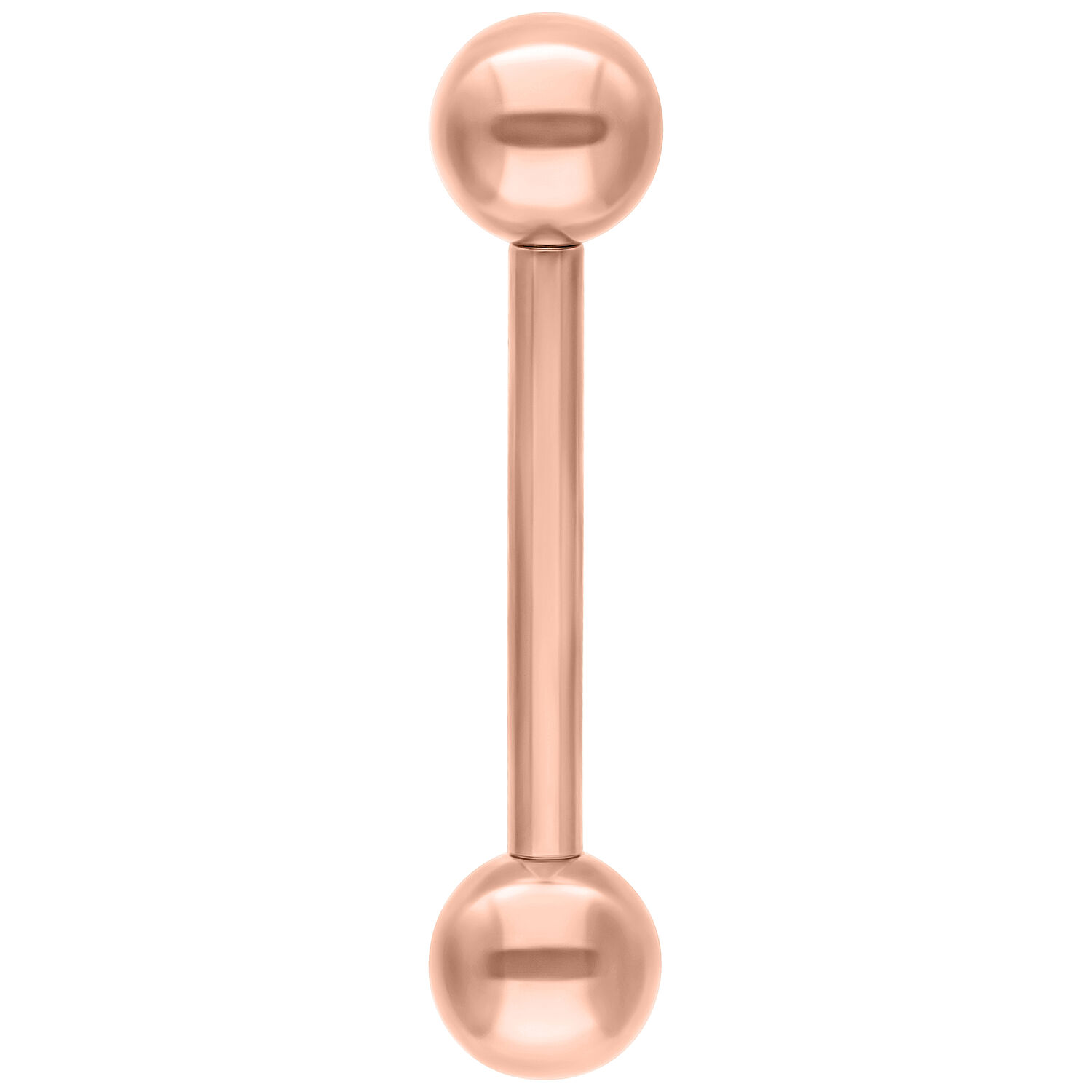 Feine Micro Barbell Titan Roségold Roségoldene Titan Micro Barbell mit zwei Kugeln auf weißem Hintergrund