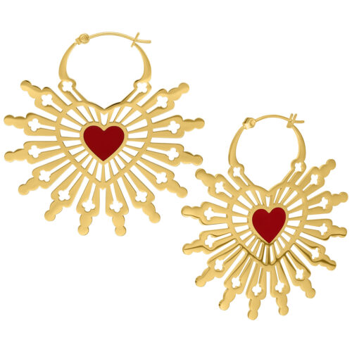 Orecchini Hoops Sacred Heart Cuore - Golden Metal