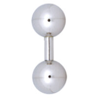 Silberner Titan Rattle Barbell für Piercings Silberner Titan Barbell mit zwei Kugeln auf weißem Hintergrund