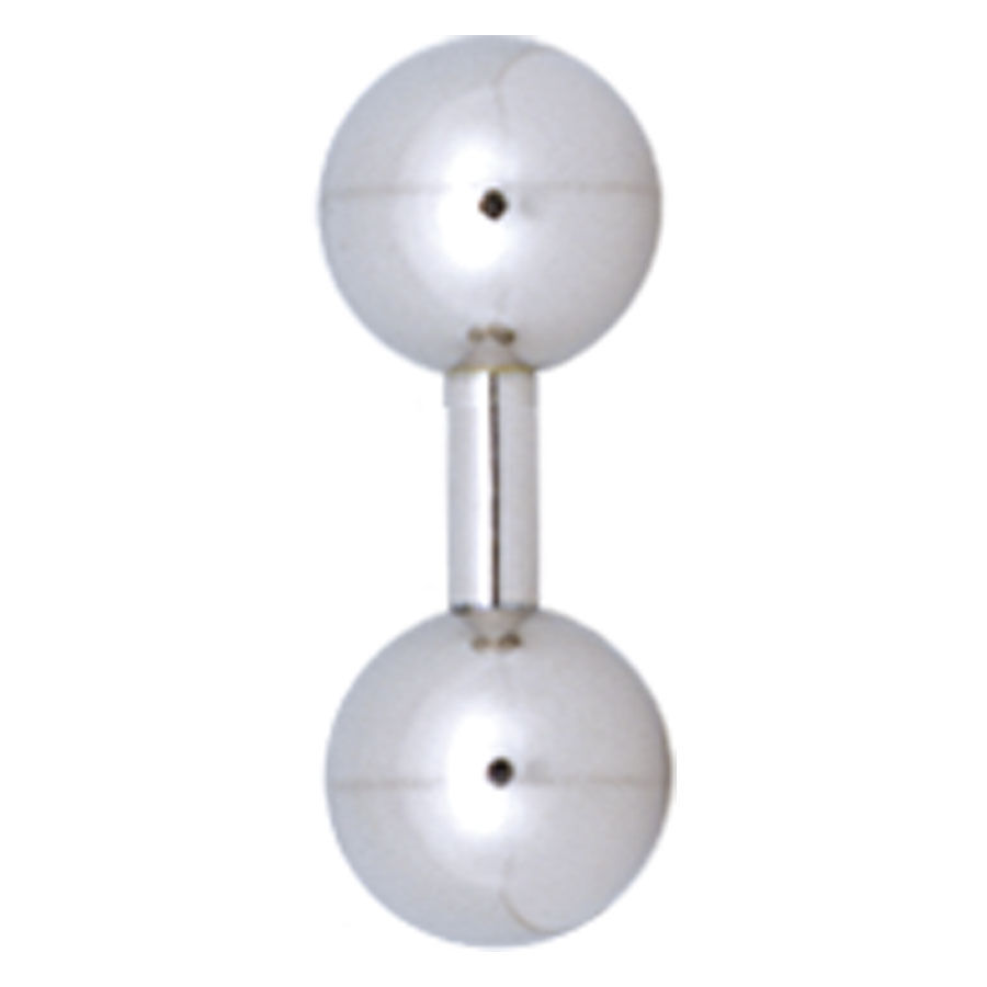 Silberner Titan Rattle Barbell für Piercings Silberner Titan Barbell mit zwei Kugeln auf weißem Hintergrund