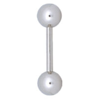 Silbernes Titan Rattle Barbell Piercing Silbernes Titan-Barbell mit zwei Kugeln auf weißem Hintergrund