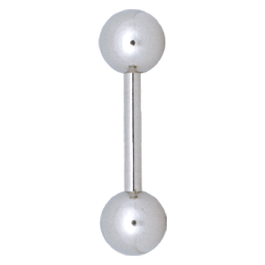 Silbernes Titan Rattle Barbell Piercing Silbernes Titan-Barbell mit zwei Kugeln auf weißem Hintergrund