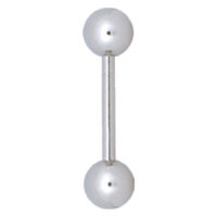 Silbernes Titan Rattle Barbell Piercing Silbernes Titan Barbell Piercing mit zwei Kugeln auf weißem Hintergrund