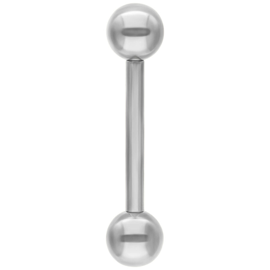 Silberner Titan Barbell mit zwei Kugeln auf weißem Hintergrund