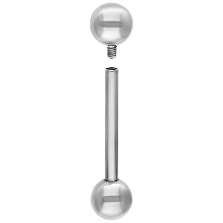 Silbernes Titan Barbell mit zwei Kugeln auf weißem Hintergrund