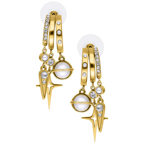 Synthetic Pearl Starlight Statement Earstuds - Golden Metal