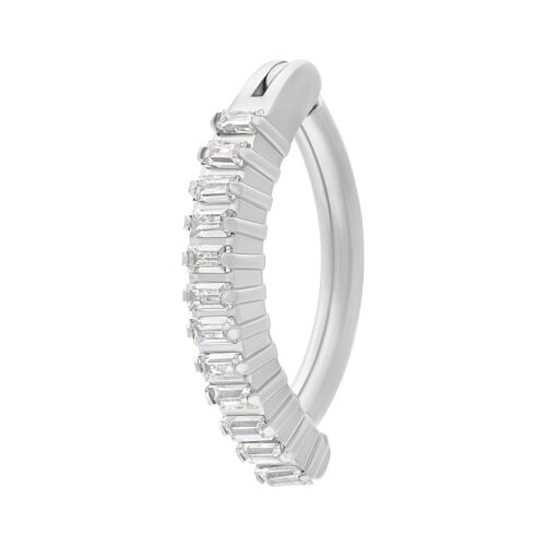 Square Crystal Belly Arch Clicker - Silvercoloured Metal