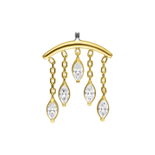 18K Internally Oval Crystal Drops Hidden Helix Attachment