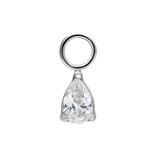 Crystal Teardrop Pendant - Silvercoloured Metal