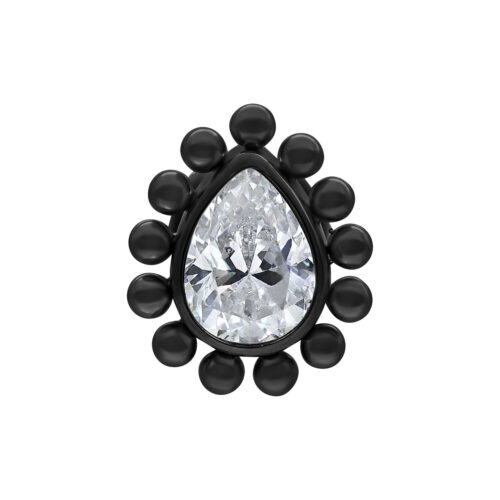 Push Fit Crystal Teardrop Attachment - Black Metal