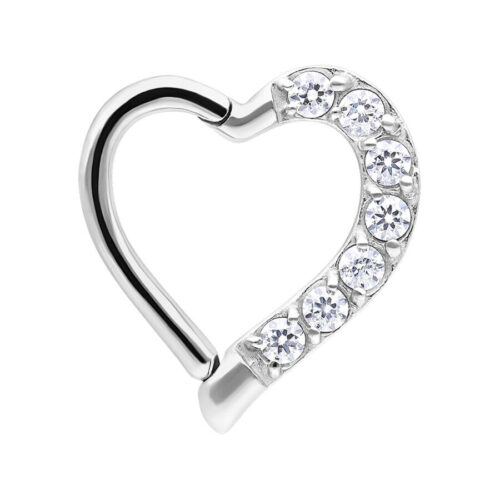 Stainless Steel Crystal Heart Helix Clicker Ring<!--63bd76083db36-->