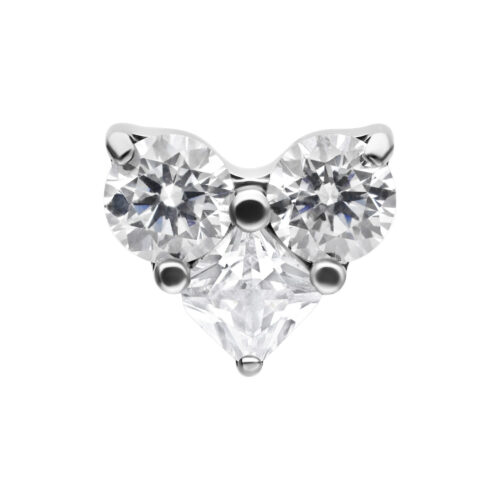 Push Fit Crystal Heart Attachment - Silvercoloured Metal
