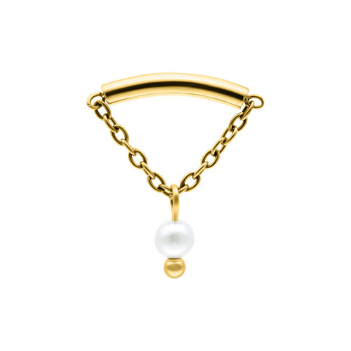 Synthetic Pearl Hidden Helix Push Fit Attachment - Golden Metal